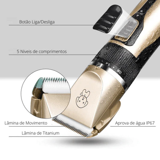 Máquina de Tosa Profissional Elétrica Silenciosa para Pets - Cães e Gatos