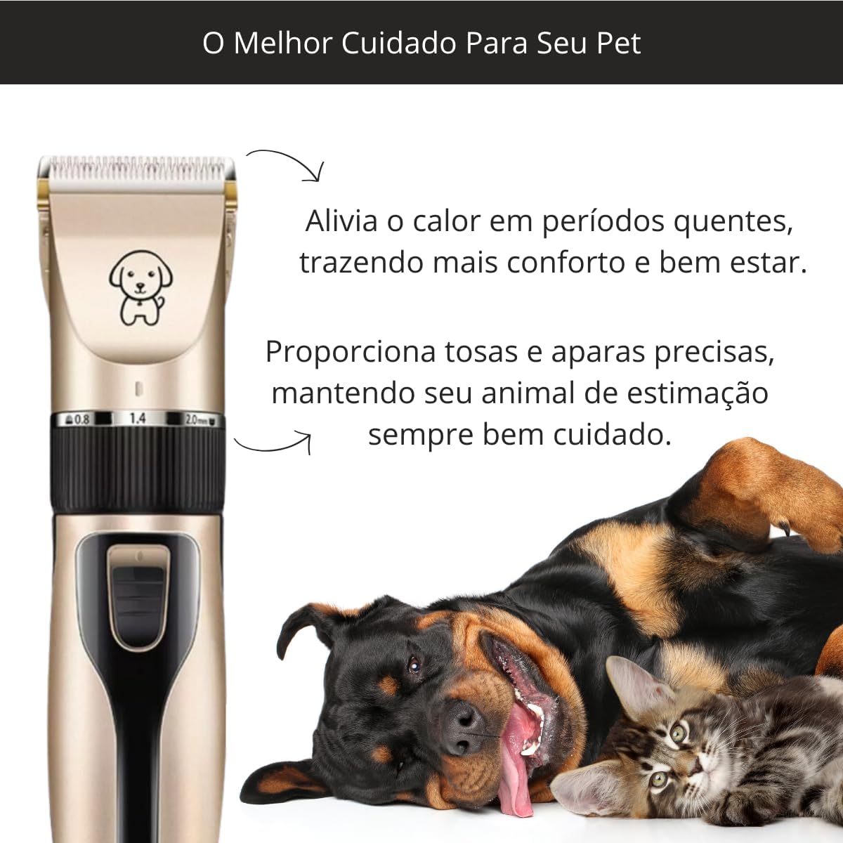Máquina de Tosa Profissional Elétrica Silenciosa para Pets - Cães e Gatos