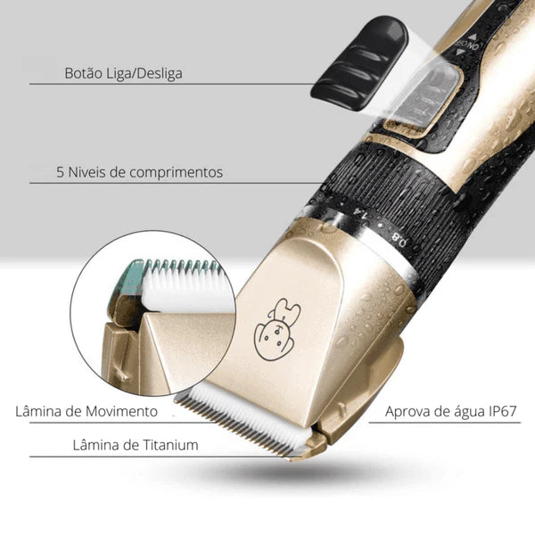 Máquina de Tosa Profissional Elétrica Silenciosa para Pets - Cães e Gatos